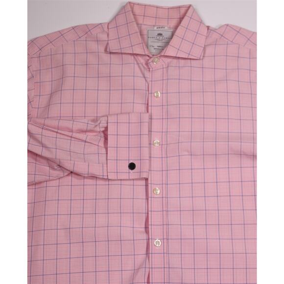 Hawes & Curtis Windsor Pink Plaid Cotton French Cuff Dress Shirt (39) 15.5-33 - Picture 1 of 7